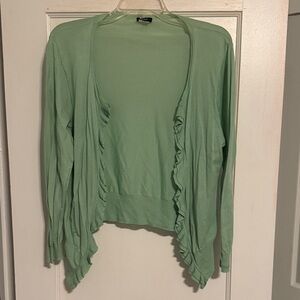 Green Ruffled Women's Sweater/Shrug